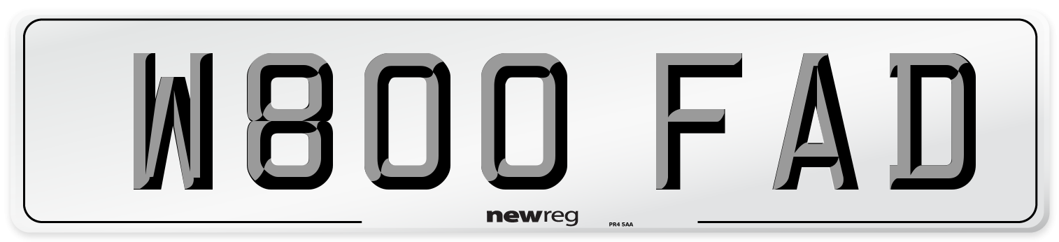 W800 FAD Number Plate from New Reg